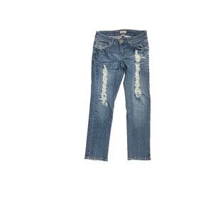 JC JQ Distressed Skinny Crop Women's size 3 Dark‎ Blue Denim Jeans
